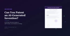 AI patent attorney legal guide showing a US patent document alongside an AI neural network, representing the intersection of artificial intelligence and patent law in 2026