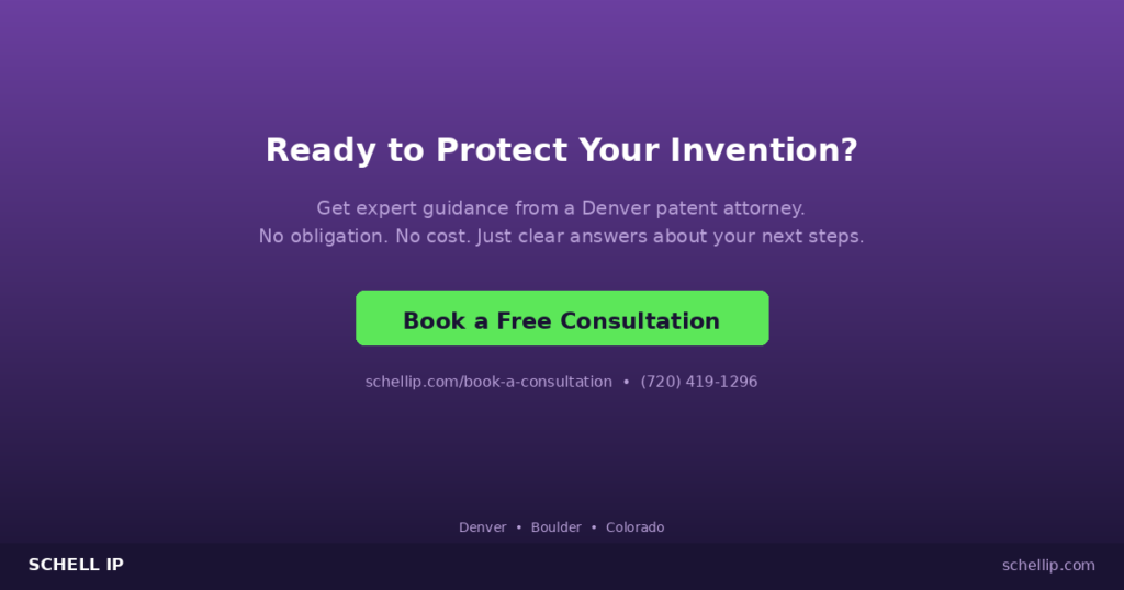 cta-book-patent-attorney-consultation | Schell IP: Premier Patent Law Support book a free patent attorney consultation with Schell IP Denver patent attorney