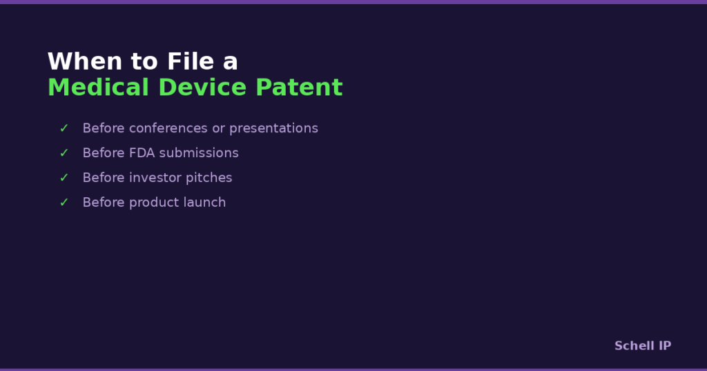when to file a medical device patent checklist from Schell IP