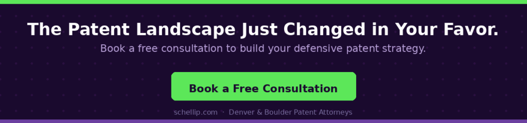cta-defensive-patents | Schell IP: Premier Patent Law Support book a free defensive patents consultation with Schell IP Denver and Boulder patent attorneys