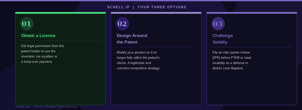 can you use someone else's patent three options licensing design-around validity challenge