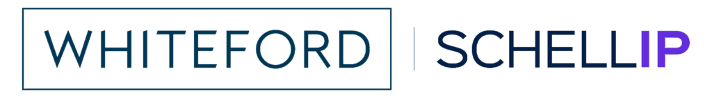 Logo for Whiteford | ShellP: blue-outlined rectangle around 'WHITEFORD', a vertical separator bar, and 'SHELLP' with the final 'P' in purple.