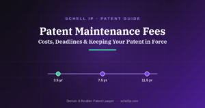 Patent maintenance fees guide from Schell IP, a Denver and Boulder patent law firm, covering costs, deadlines, and keeping your patent in force
