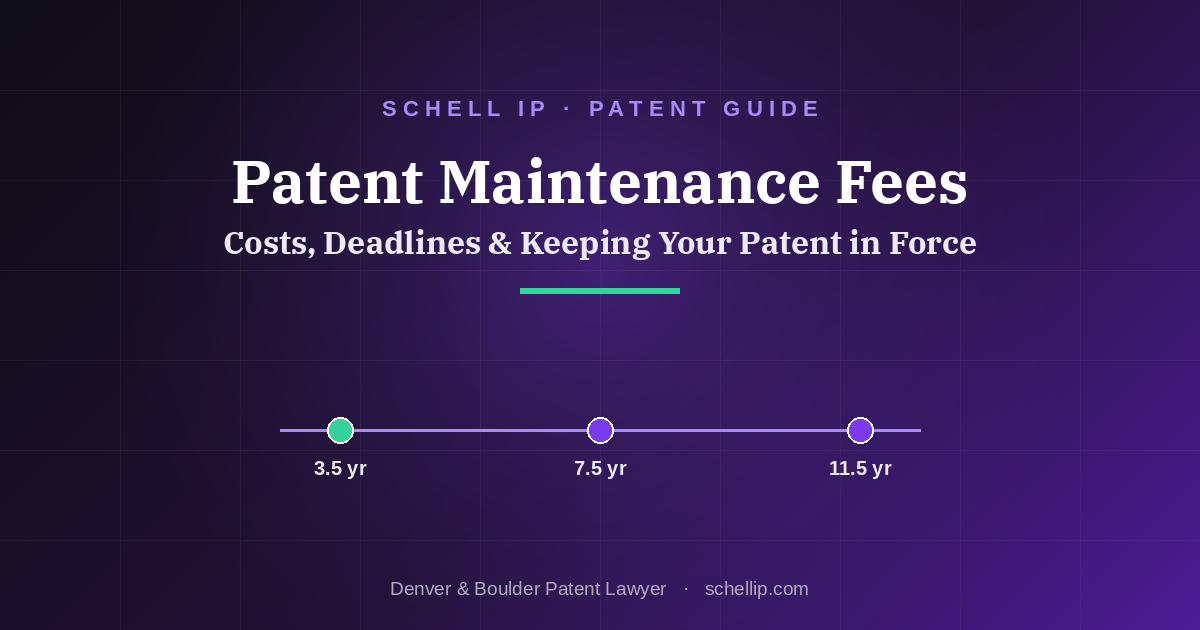 Patent maintenance fees guide from Schell IP, a Denver and Boulder patent law firm, covering costs, deadlines, and keeping your patent in force