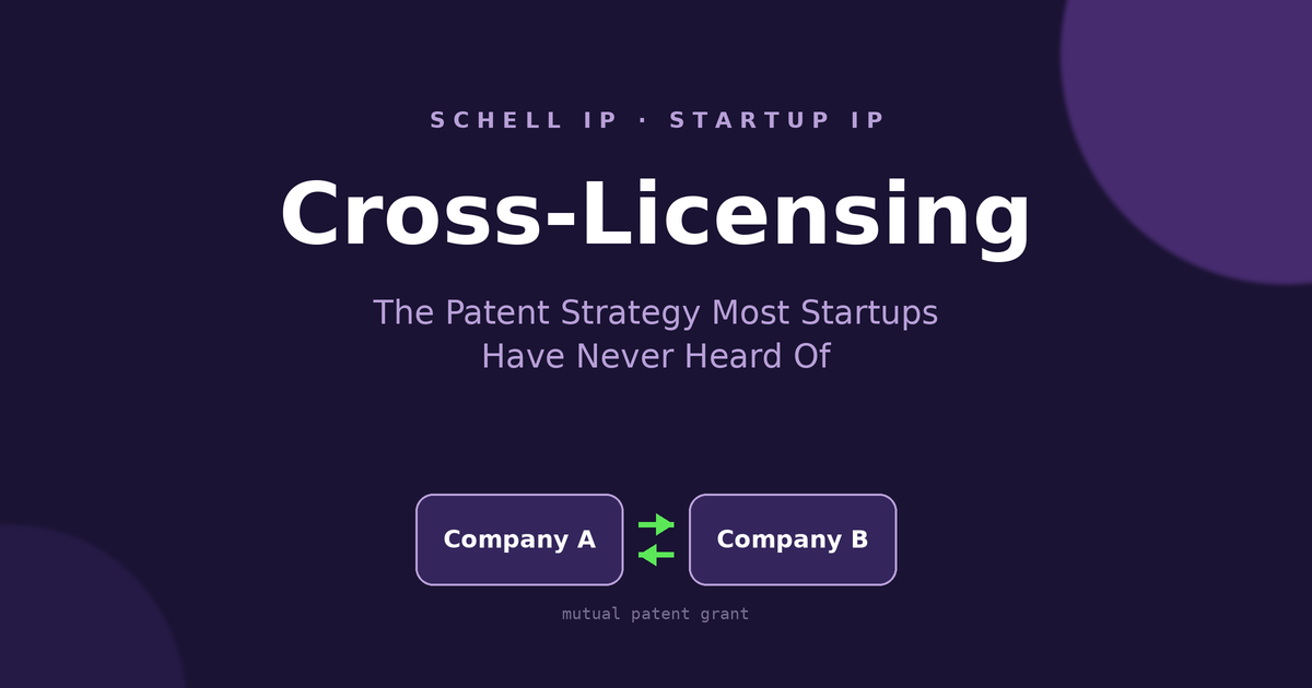 Cross licensing patent strategy for startups: two companies exchanging patent rights in a mutual grant