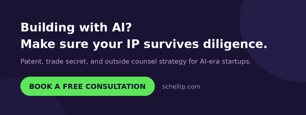 cta_ai_drafting | Schell IP: Premier Patent Law Support Book a free consultation with Schell IP and Whiteford for patent and trade secret strategy for AI-era startups