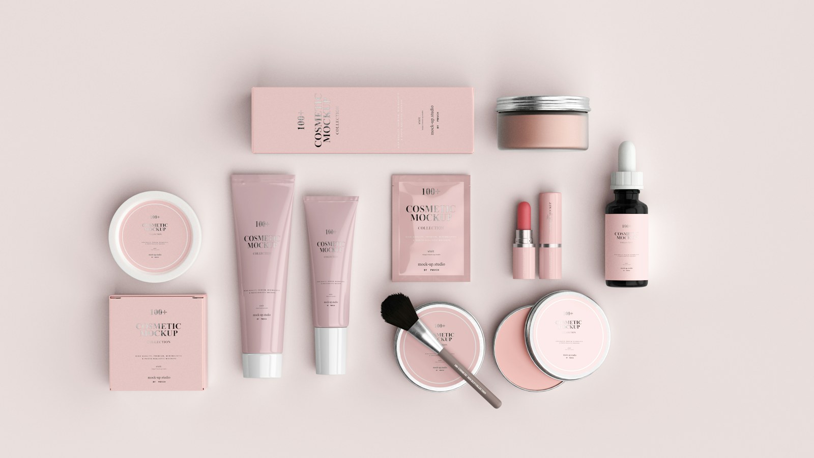 Beauty and personal care containers arranged for product photography