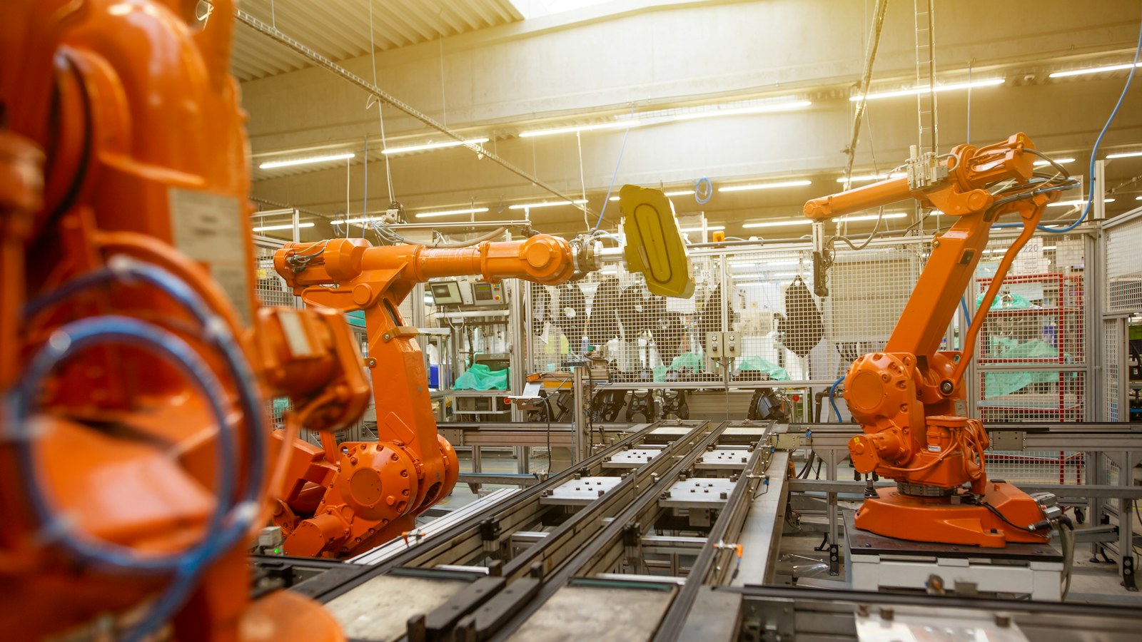Industrial robotic equipment in an automated production line